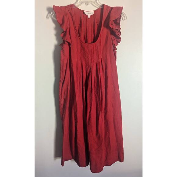 The Great. The Flutter Tulip Midi Dress in Poppy Red, Size Small - Picture 4 of 9